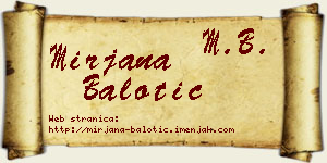 Mirjana Balotić vizit kartica